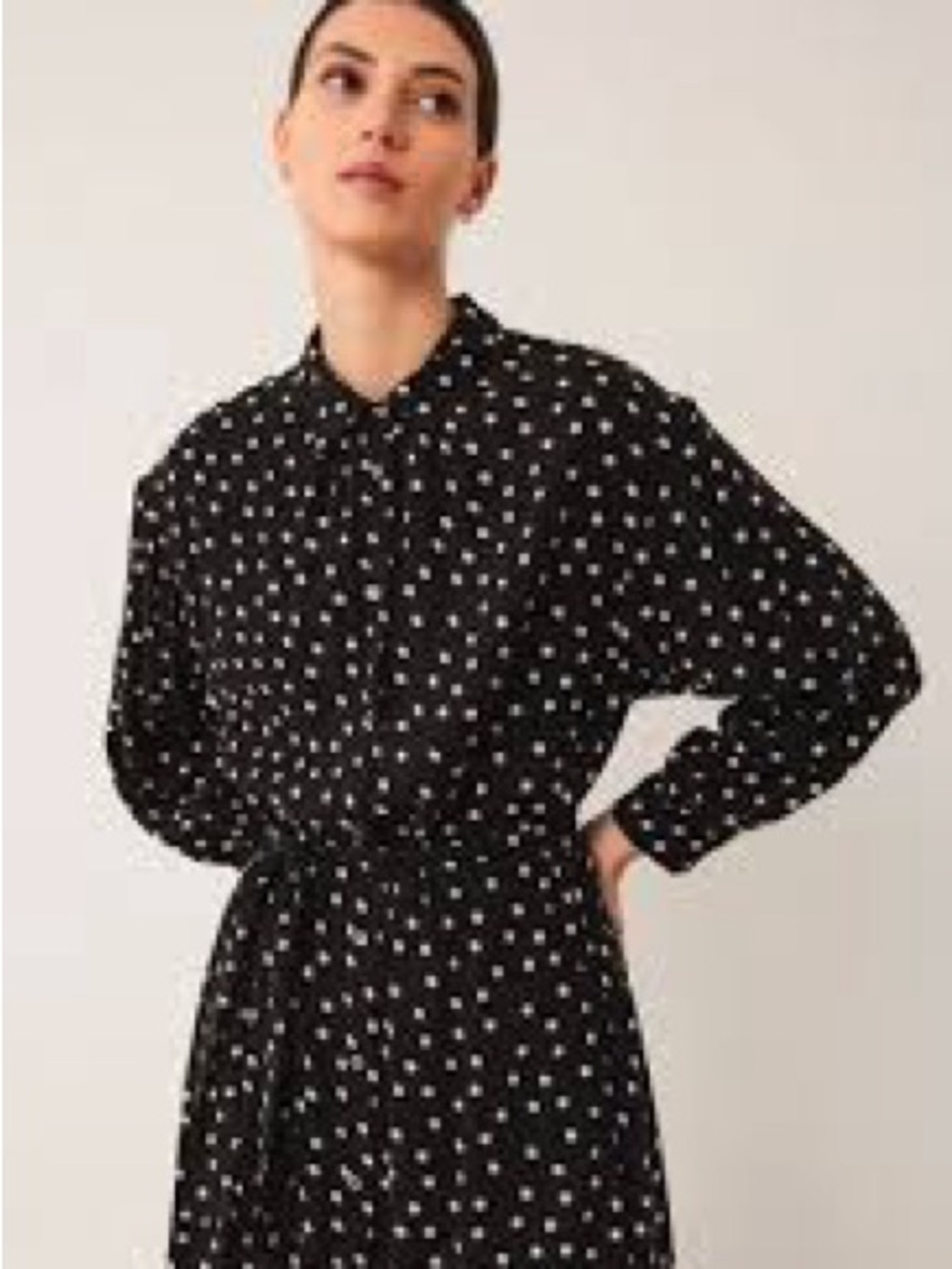 Indi & Cold Black Polka Dot Long-Sleeve Shirt Dress